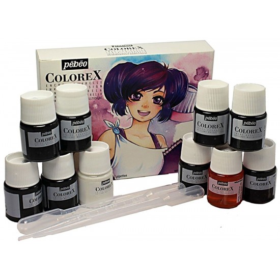 PEBEO 320298 Watercolor ink set Manga Colorex 20 ml 10 colors.